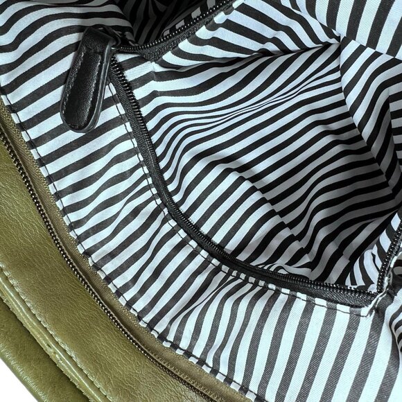 Charming Charlie Womens Green Hobo Handbag Shoulder Bag Purse Striped Lining - Picture 8 of 14